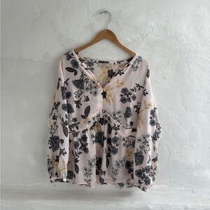 LOFT floral long-sleeve peasant blouse